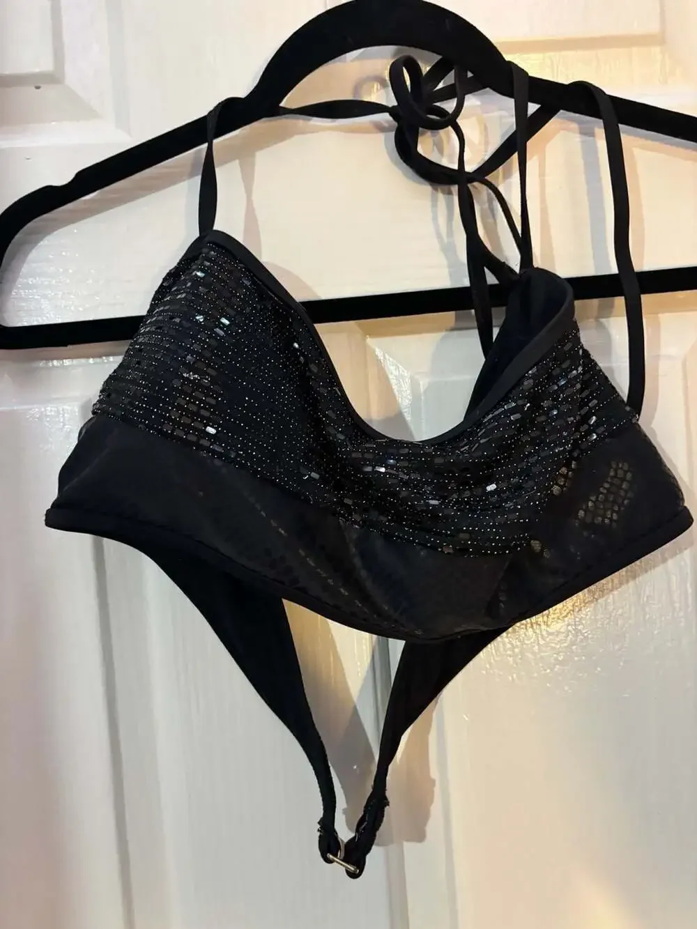 Hot Girl Summer by Megan Thee Stallion Black Sequin and Chain Bikini Set XL